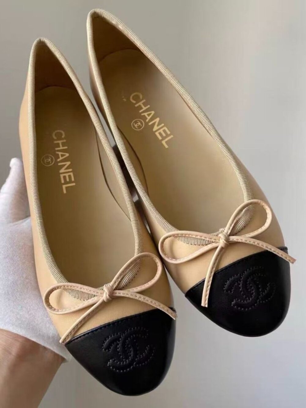 Chanel Two-Tone CC Captoe Ballet Flat Shoes